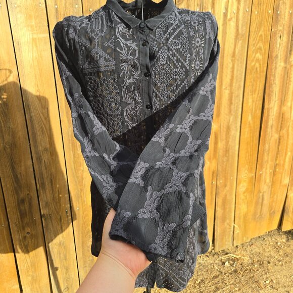 NWT Johnny Was Black Eyelet Boho Tunic - Picture 3 of 9